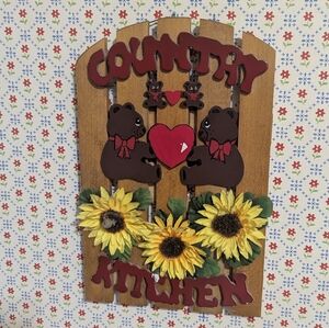 Country Kitchen Wall Decor with Sunflowers and Bears